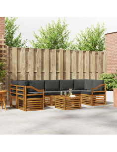 Set divani 8 pcs Naturale e Antracite Legno di Acacia Massello