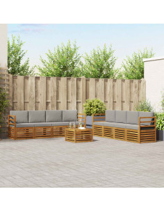 Set divani con cuscino 9 pcs Grigio Naturale e Chiaro