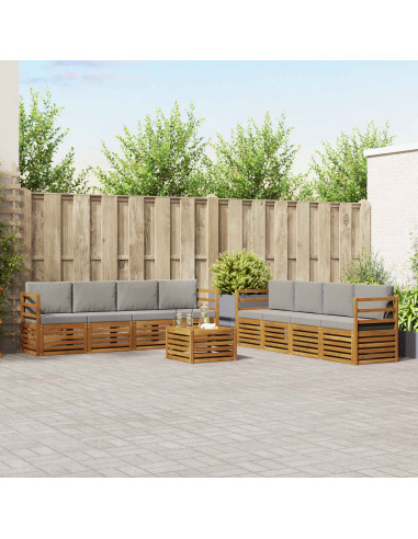 Set divani con cuscino 9 pcs Grigio Naturale e Chiaro