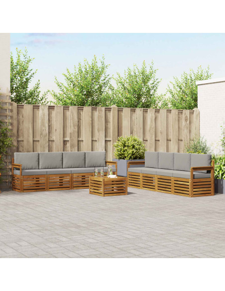 Set divani con cuscino 9 pcs Grigio Naturale e Chiaro