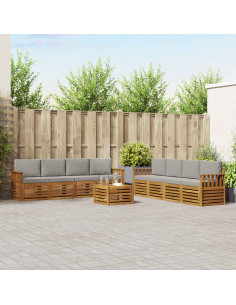 Set divani con cuscino 9 pcs Grigio Naturale e Chiaro