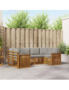 Set divani con cuscino 6 pcs Grigio Naturale e Chiaro