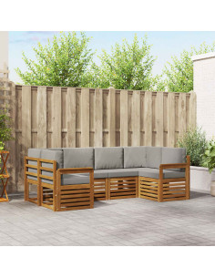 Set divani con cuscino 6 pcs Grigio Naturale e Chiaro