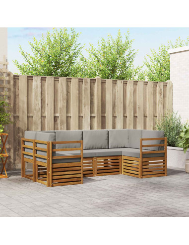 Set divani con cuscino 6 pcs Grigio Naturale e Chiaro