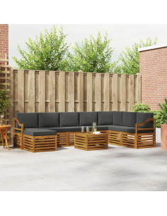 Set divani 9 pcs Naturale e Antracite Legno di Acacia Massello