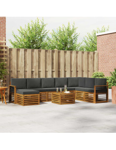 Set divani 9 pcs Naturale e Antracite Legno di Acacia Massello