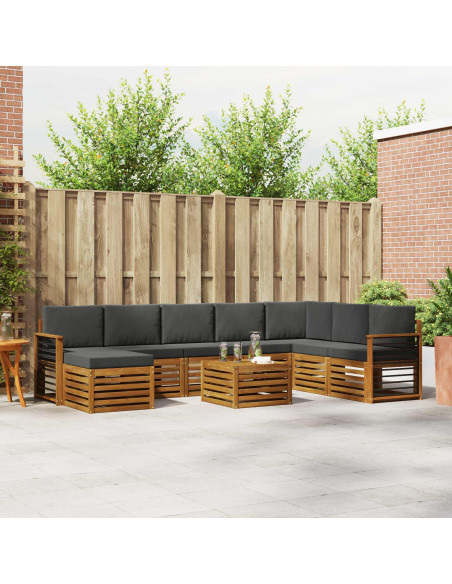 Set divani 9 pcs Naturale e Antracite Legno di Acacia Massello