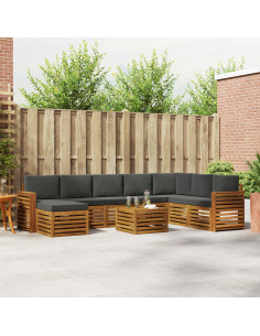 Set divani 9 pcs Naturale e Antracite Legno di Acacia Massello