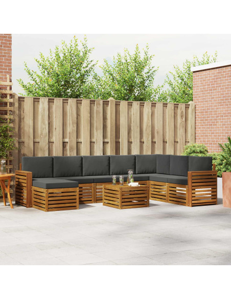 Set divani 9 pcs Naturale e Antracite Legno di Acacia Massello