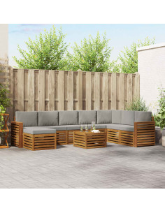 Set divani con cuscino 9 pcs Grigio Naturale e Chiaro