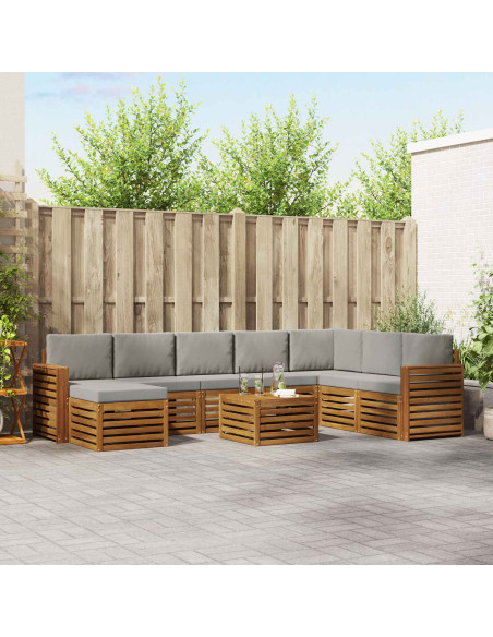 Set divani con cuscino 9 pcs Grigio Naturale e Chiaro