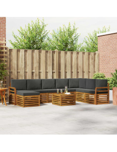 Set divani 9 pcs Naturale e Antracite Legno di Acacia Massello