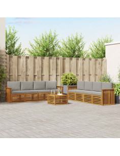 Set divani con cuscino 9 pcs Grigio Naturale e Chiaro