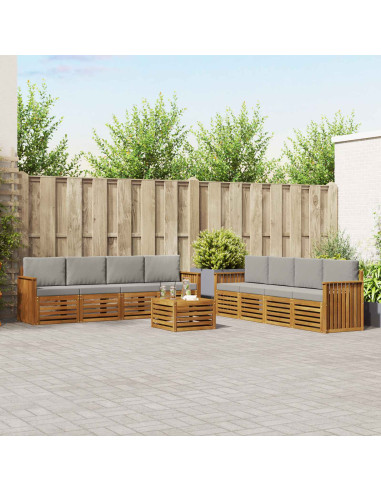 Set divani con cuscino 9 pcs Grigio Naturale e Chiaro