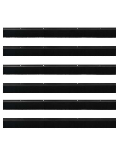 Spazzole per porte a vite 6 pcs Nero 100 cm Lega di alluminio
