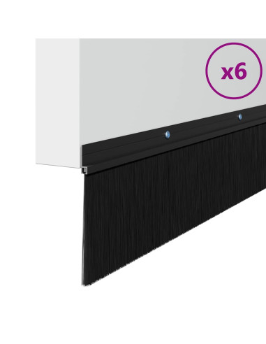 Spazzole per porte a vite 6 pcs Nero 100 cm Lega di alluminio