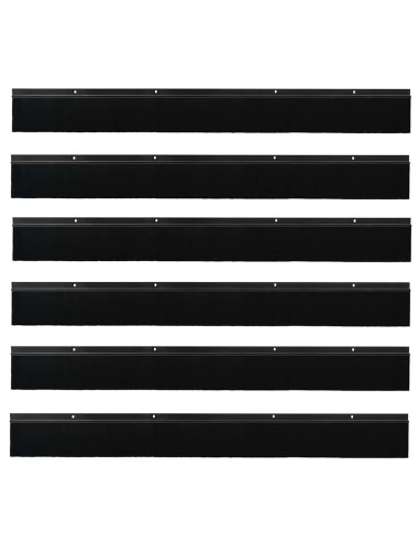 Spazzole per porte a vite 6 pcs Nero 100 cm Lega di alluminio