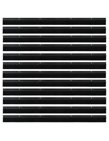 Spazzole per porte a vite 12 pcs Nero 100 cm Lega di alluminio
