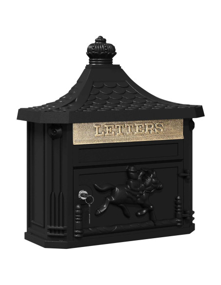 Cassetta Postale da Muro con porta Nero 40,5 x 16 x 45 cm