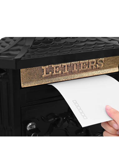 Cassetta Postale da Muro con porta Nero 40,5 x 16 x 45 cm