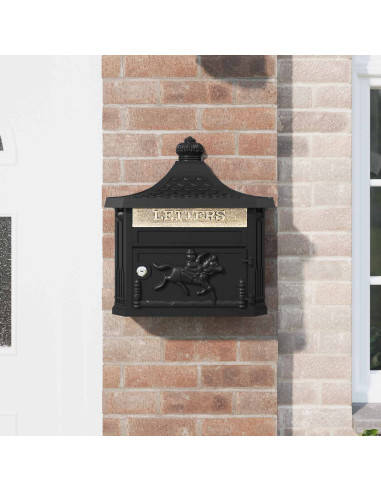 Cassetta Postale da Muro con porta Nero 40,5 x 16 x 45 cm