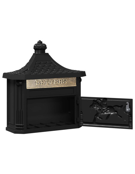Cassetta Postale da Muro con porta Nero 40,5 x 16 x 45 cm