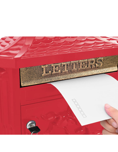 Cassetta Postale da Muro con porta Rosso 40,5 x 16 x 45 cm