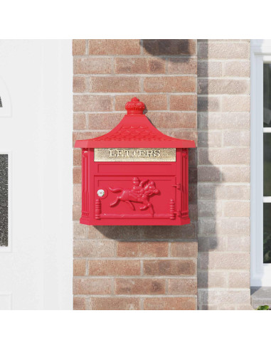 Cassetta Postale da Muro con porta Rosso 40,5 x 16 x 45 cm
