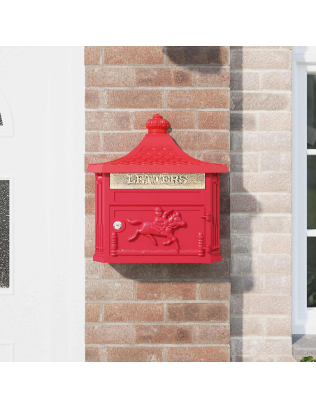 Cassetta Postale da Muro con porta Rosso 40,5 x 16 x 45 cm