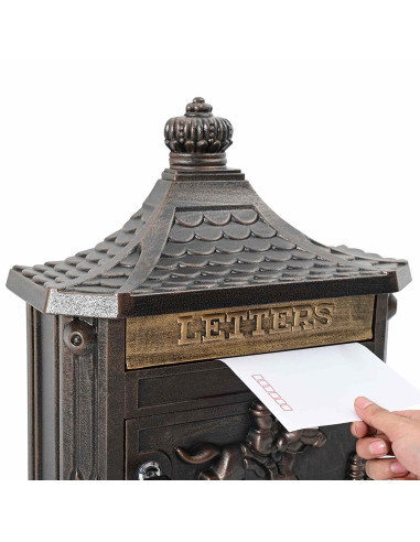 Cassetta Postale da Muro con porta Bronzo 40,5 x 16 x 45 cm