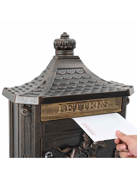 Cassetta Postale da Muro con porta Bronzo 40,5 x 16 x 45 cm