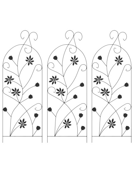 Recinzione per Giardino 3 pcs Nero 112 x 39,5 cm Acciaio