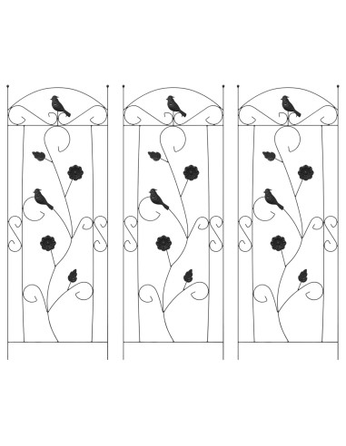 Recinzione per Giardino 3 pcs Nero 110 x 40 cm Acciaio