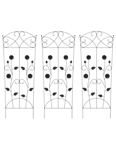 Recinzione per Giardino 3 pcs Nero 110,5 x 42,5 cm Acciaio
