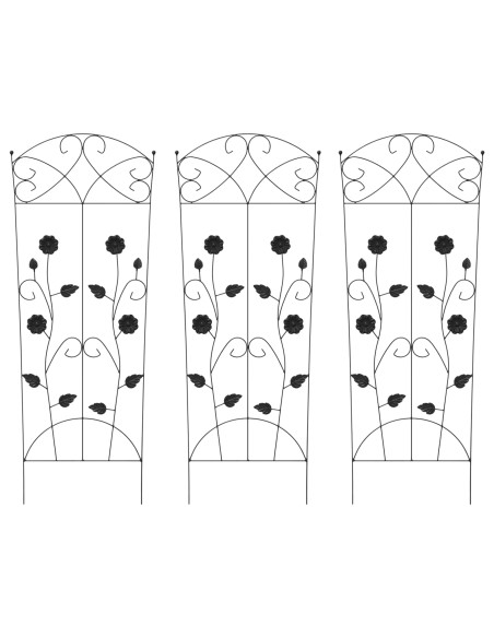 Recinzione per Giardino 3 pcs Nero 110,5 x 42,5 cm Acciaio