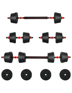 Set di Manubri 2-in-1 Nero e Rosso 121 x 19,5 x 19,5 cm 2