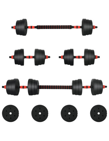 Set di Manubri 2-in-1 Nero e Rosso 121 x 19,5 x 19,5 cm