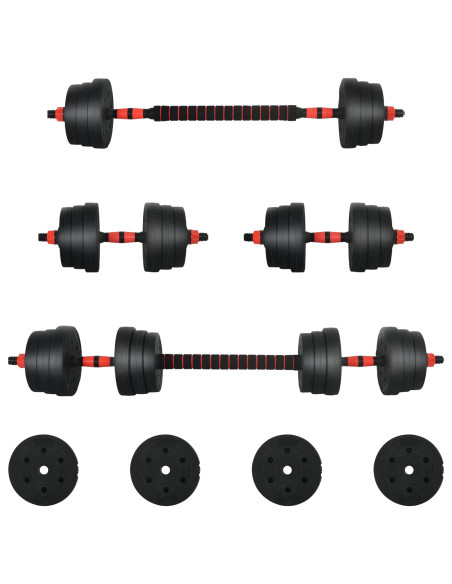 Set di Manubri 2-in-1 Nero e Rosso 121 x 19,5 x 19,5 cm