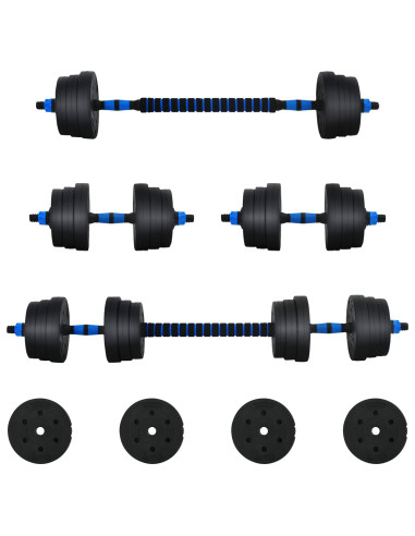 Set di Manubri 2-in-1 Nero e Blu 121 x 19,5 x 19,5 cm