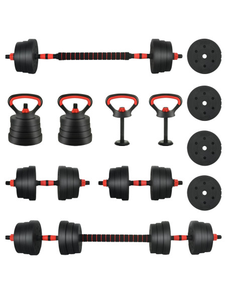 Set di Manubri 4-in-1 Nero e Rosso 121 x 19,5 x 19,5 cm
