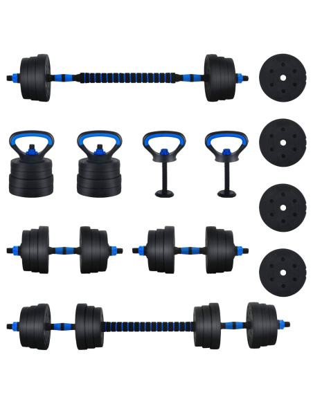 Set di Manubri 4-in-1 Nero e Blu 121 x 19,5 x 19,5 cm