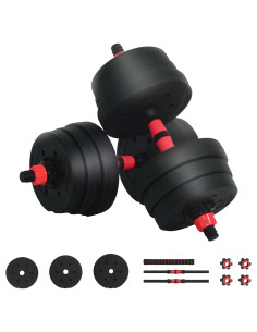 Set Manubri e Bilanciere 2-in-1 30kg Nero e Rosso 2