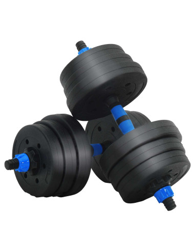 Set Manubri e Bilanciere 2-in-1 30kg Nero e Blu
