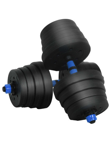 Set Manubri e Bilanciere 2-in-1 30kg Nero e Blu