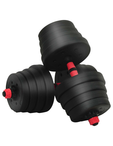 Set Manubri e Bilanciere 2-in-1 30kg Nero e Rosso