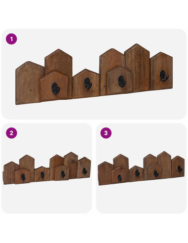 Gruccia Marrone 48 x 8 x 15 cm Legno di Mogano Massello