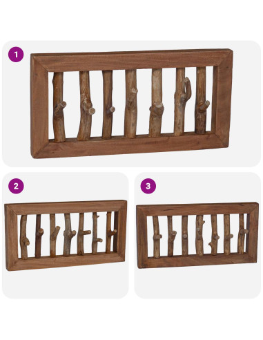 Gruccia Marrone 50 x 11 x 25 cm Legno di Mogano Massello