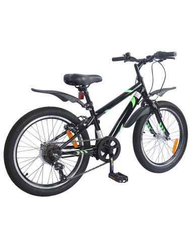 Bicicletta per Bambini 24 Pollici 6-Speed per 8-12 anni Nero