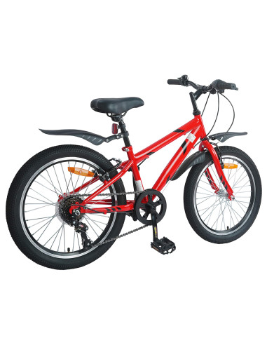 Bicicletta per Bambini 24 Pollici 6-Speed per 8-12 anni Rosso