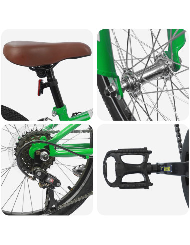 Mountain Bike 20 Pollici 6-Speed per bambini di 5-8 anni Verde